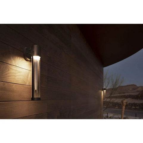 Dope 1 Light LED Outdoor Wall Lantern In Textured Black With Clear Glass Diffuser, Modern Medium Outdoor Light For Porch Patio Deck Or Entryway, Weather Resistant And Energy Saving Fixture