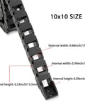 Two Piece Open Type Drag Chain Cable Carrier Kit 39.4 Inch R18 showing internal and external dimensions.