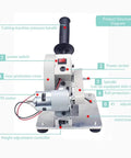 Heavy Duty Electric Mini Miter Saw With 45 Degree Adjustable Cutting Head And Integrated Chainsaw Feature For Smooth Ride DIY Woodworking labeled diagram showing key components.