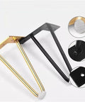 Beefy Heavy Duty Black Metal Furniture Feet Four Pack 10cm and 15cm V Shaped Two Fork Iron Bedside Table Legs Scratch Resistant Finish