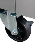 Close-up of wheel for Commercial Reach In Split Door Freezer With Dual Solid Doors And Twenty Three Cubic Feet Of Badass Cold Storage.