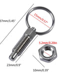 4 Piece Stainless Steel Indexing Plunger Set With Spring Loaded Pins For Quick Release And Locking, dimensions displayed