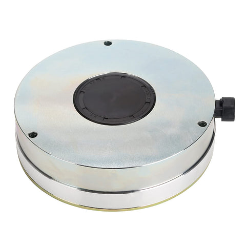 Round chrome golf cart motor brake housing with black center cap and side connector