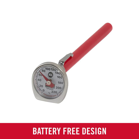 Red Pocket Size Instant Read Thermometer For Meat And Food, Dishwasher Safe, 0-200 F, Stainless Steel, Ideal For Cooking Grilling