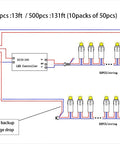 Wiring diagram for Waterproof 500 Pack WS2811 12mm Digital Addressable LED Pixel Strings RGB Full Color Lights DC12V IP68.