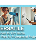 Two people using Top Shelf Microfiber Paint Roller Covers 9 Inch Shedless Lint Free for DIY and professional painting projects.