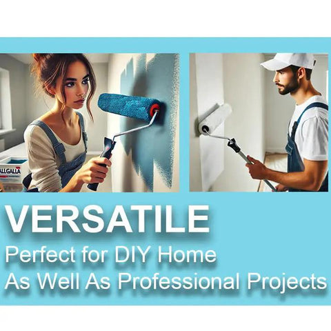 Two people using Top Shelf Microfiber Paint Roller Covers 9 Inch Shedless Lint Free for DIY and professional painting projects.