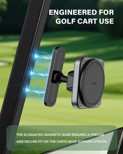 Upgraded Magnetic Golf Cart Phone Holder With 20x N55 Magnets on cart strut for iPhone 12 to 17, quick snap-on attachment