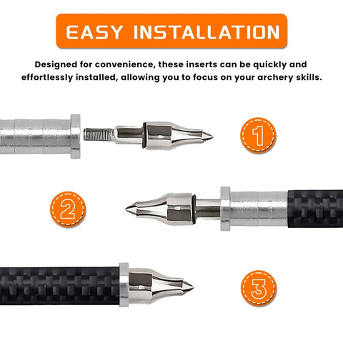Image showing 30 Pack Aluminum Arrow Inserts 0.244 Inch 6.20mm Replacements Base Inserts for easy installation steps.