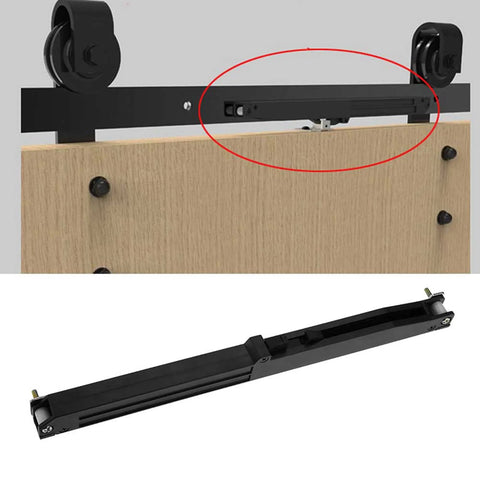 Barn Door Soft Close Kit For Barn Wood Doors With Spring Buffer Damper And Sliding Rail Mechanism installed on top view