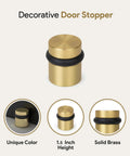 Floor Door Stopper With Mounting Hardware Included Satin Brass 1.5 Inch Wall Protector Prevents Door Knob Contact And Wall Damage Quick Install