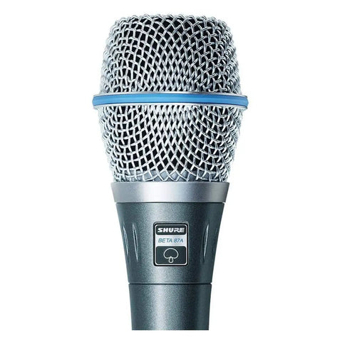 BETA 87A Studio Grade Vocal Microphone With Built In Pop Filter Pro Grade Supercardioid Condenser Mic front view