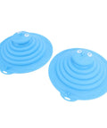 SUNGOOYUE Silicone Tub Stopper blue silicone, two pack with layered design for effective plugging and drainage control.
