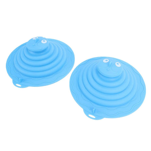 SUNGOOYUE Silicone Tub Stopper blue silicone, two pack with layered design for effective plugging and drainage control.