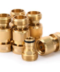 Garden Hose Quick Connectors Three Quarter Inch Brass Easy Connect Hose Adapter Kit with Five Male and Female Connectors