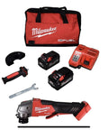 M18 FUEL 4-1/2 Inch 5 Inch Grinder Paddle Switch No Lock Kit with batteries, charger, handle, wrench, and bag