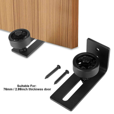 Carbon Steel Adjustable Wall Or Floor Roller Guide For Barn Door Hardware Black Finish Heavy Duty Mount Smooth Quiet Glide Fits 76mm Thick Doors Durable Construction