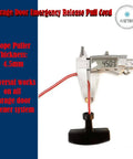 Garage Door Emergency Release Pull Cord 4.5mm thick being measured with caliper, durable handle, 1 meter long, compatible with most openers