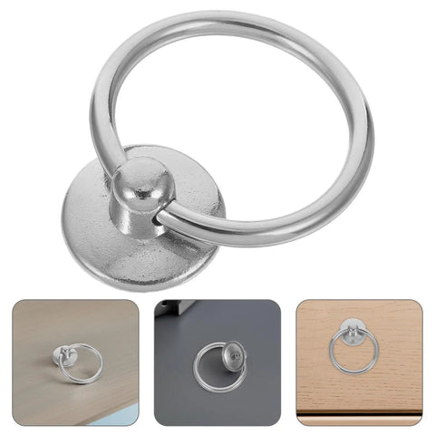 Eight Pack Metal Cabinet Pulls Ring Handles In Silver Zinc Alloy For Dresser Wardrobe Furniture And Kitchen Cupboard Cabinets Easy Install Knob Set For Single Hole Mounting Durable Drawer Hardware