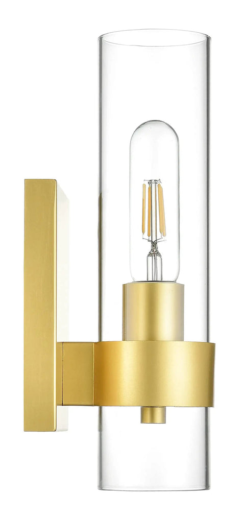 Slick Capron Brass Wall Sconce With Clear Glass Shade - Modern Industrial Vanity Light For Bathroom, Hallway, Or Bedroom - Gold Finish, Easy Install, Built To Last Indoor Lighting Fixture
