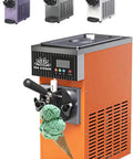 Heavy Lifter Commercial Ice Cream Maker With 450W Compressor And No Sweat Self Cleaning Air Cooled Setup Hustle Ready Frozen Dessert Machine For Busy Cafes with green ice cream cone.