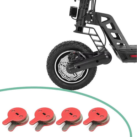 Bike Disc Brake Pads Resin Bonded Semi Metal For Smooth Quiet Braking Replacement Kit For Mountain Bikes Electric Scooters And City Rides With Low Noise And Low Disk Wear 4 Pairs shown with scooter wheel