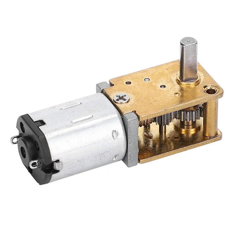 Beefy Torque 35RPM 6V DC Gear Motor With Worm Geared Reduction 1218GEN20 for robotics projects, tough metal body, dust resistant coating