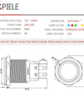 19mm Latching Push Button Switch With Angel Eye LED Halo Ring 12V DC Blue 1NO1NC SPDT Metal Body technical diagram