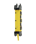 Side view of Heavy Duty Power Strip With Surge Protection 8 Outlets 3900 Joules Yellow Metal Housing 25 Foot Cord shown vertically