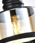 Close-up of amber glass shade from Three Light Modern Glass Pendant Chandelier for Dining Room and Kitchen Island with Amber Glass Shades.