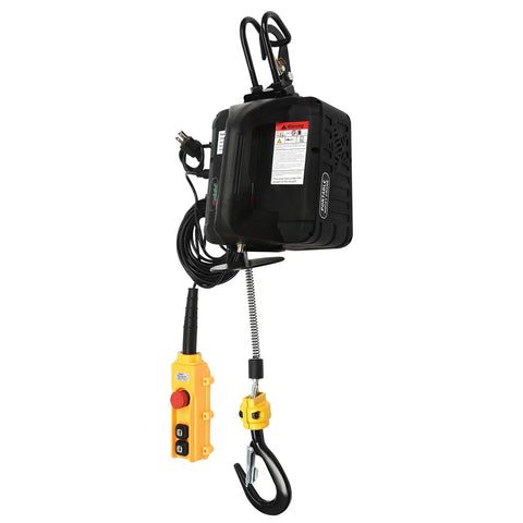 Beefy 3 In 1 Electric Hoist Winch Featuring A Tough 1100 Pound Lift Capacity And Mighty 1500 Watt Motor built with solid aluminum frame.