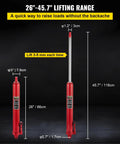 Front view of red VEVOR hydraulic long ram jack with 8-ton capacity and clevis base.