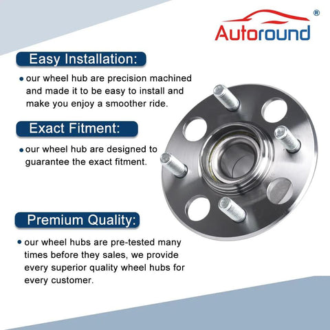 Drop In Replacement Rear Wheel Hub And Bearing For Honda Civic 2001 2002 2003 2004 2005 Non ABS 4 Lug Left Or Right Side with 139mm Flange and 66mm Pilot Diameter