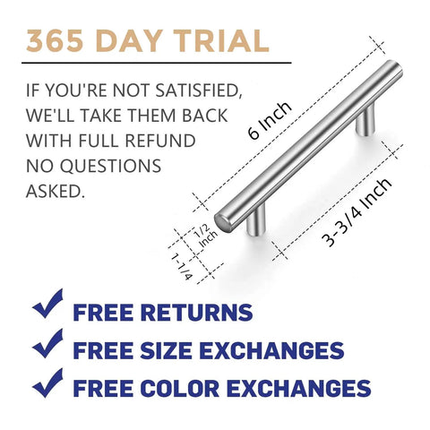 25 Pack 6 Inch Brushed Nickel Cabinet Pulls Stainless Steel Kitchen Drawer Handles With Center Mounting Template Euro Style Hardware For Cabinets And Doors Durable Satin Finish Easy Install with return policy info.