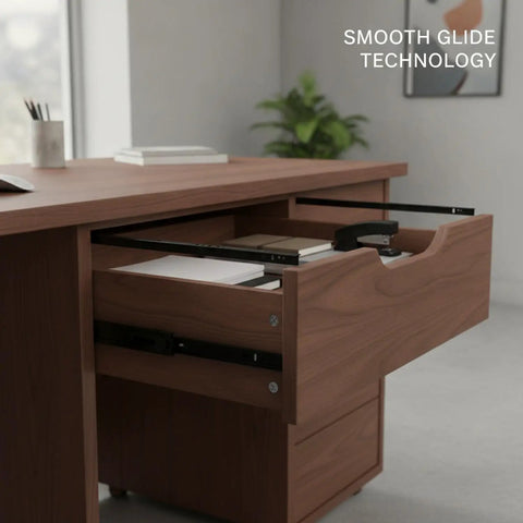 Ball Bearing Drawer Slides For Smooth Glide In Cabinets with black finish installed in wooden desk drawer