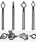 Heavy Duty Blacksmith Tongs Set With Four Jaw Styles V Bit Bolt Wolf Jaw Z V Bit And Gripping Tongs For Forging In A3 Carbon Steel