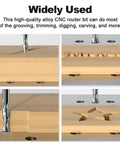 Pro Grade Up Down Cut Spiral Router Bit Set For CNC Machines, 1/16 Inch cutting groove, engraving, and carving on wood