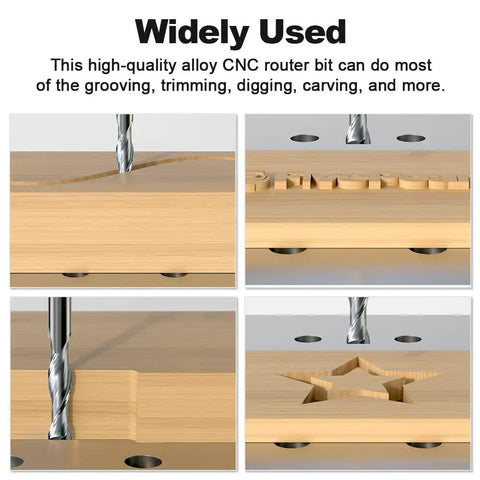 Pro Grade Up Down Cut Spiral Router Bit Set For CNC Machines, 1/16 Inch cutting groove, engraving, and carving on wood