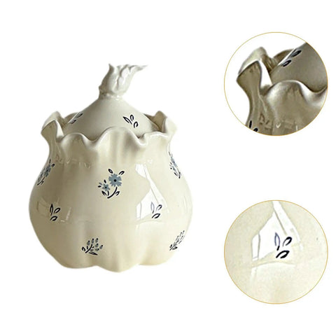 Real Deal Ceramic Kitchen Storage Jar With Secure Lid For Coffee Beans Sugar Flour And Nuts Pretty Sweet Floral Design 400ml