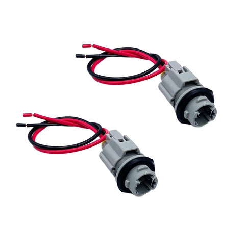 2 Pack Headlight Side Marker Light Socket With Wire Harness Pigtail For Toyota Avalon Camry Tacoma Tundra Yaris ES300 ES330 LS400 RX300 RX350 RX450h Replacement 90075 60001 90075 65020 showing two sockets with wires