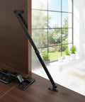 Two Pack Lid Support Hinges, Rotatable Folding Black Cabinet Hinges With Soft Close Locking, Heavy Duty Iron Hinges installed