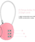 Two Pack 3 Digit Combination Padlock Outdoor Waterproof Lock in pink showing dial and cable for school gym lockers and storage use.