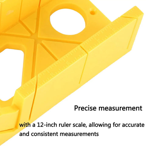 Pro Grade Miter Box And Saw Set For Wood And Gypsum, Precise 45 And 90 Degree Cuts With Handy Storage Cutting Guide, yellow miter box with ruler scale