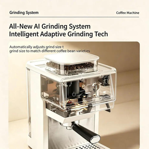 Straight Fire Smart Fully Automatic Espresso Machine Loaded With A Built In Conical Burr Grinder And Twenty Five Precision Settings For Brewing Hot And Cold Brew Coffee Right At Home Daily with an AI grinding system.