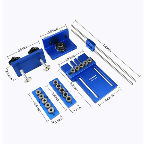 Adjustable Doweling Jig Kit With Five Drill Sleeves 6mm 8mm 10mm for Precision Dowel Hole Drilling Set with Dimensions