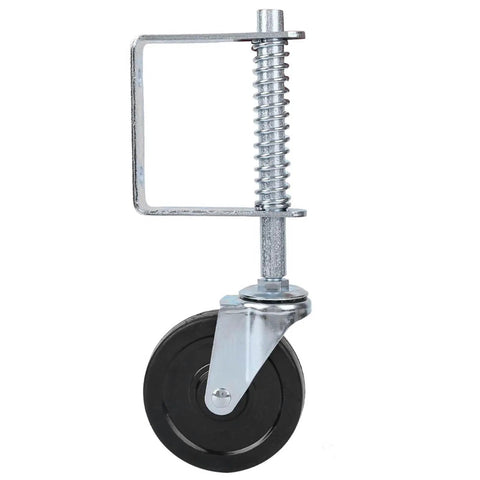 Heavy Duty 4 Inch Rubber Gate Roller With Spring Loaded Swivel For Hassle Free Fence Gate Operation Automatic Anti Sag Adjustment Built Tough To Keep Your Fence Rolling Smooth Universal Mounting