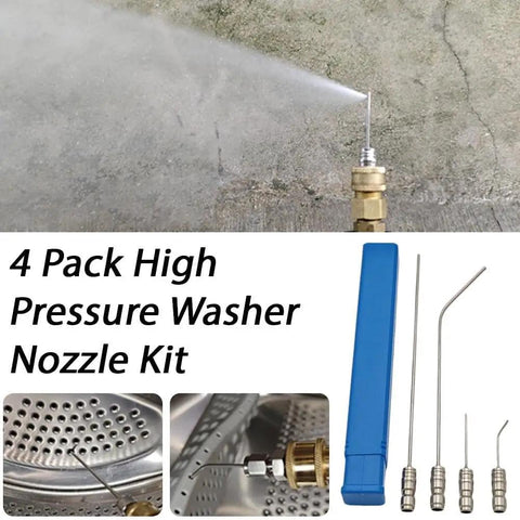 4 Pack High Pressure Washer Nozzle Kit For Washing Machines And AC Cleaning, Heavy Duty Hose Nozzle Set With Quick Connect, Mini Split Cleaner Sprayers For Deep Clean, Pro Grade Performance And No Fuss Install, 4-piece set with long and short needles