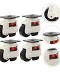 4Pcs Adjustable Swivel Workbench Casters Heavy Duty Leveling Wheels With 60F Plate Mount Non Skid Pad Aluminum Body Nylon Wheels For Equipment And Machinery Tough As Nails Ideal For Small Industrial Transport Casters For Stands And Enclosures, 73x58x83 mm