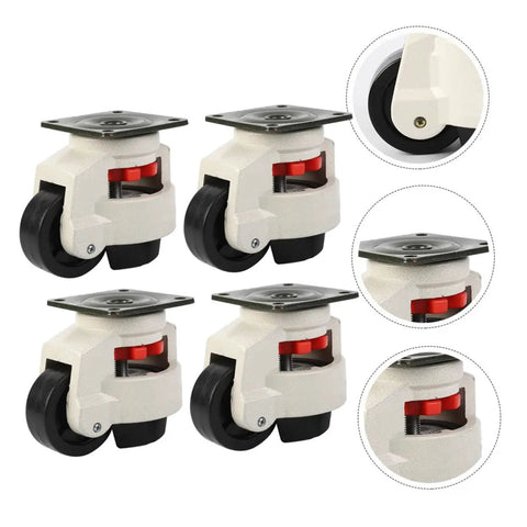 4Pcs Adjustable Swivel Workbench Casters Heavy Duty Leveling Wheels With 60F Plate Mount Non Skid Pad Aluminum Body Nylon Wheels For Equipment And Machinery Tough As Nails Ideal For Small Industrial Transport Casters For Stands And Enclosures, 73x58x83 mm