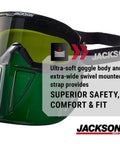 Flip Up Shield Safety Goggles With Anti Fog Lenses, Fits Over Glasses, Indirect Vents, ANSI Z87.1, green lens with strap